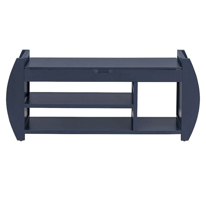 Multi Functional Storage Bench With Hidden Compartment And Open Shelf