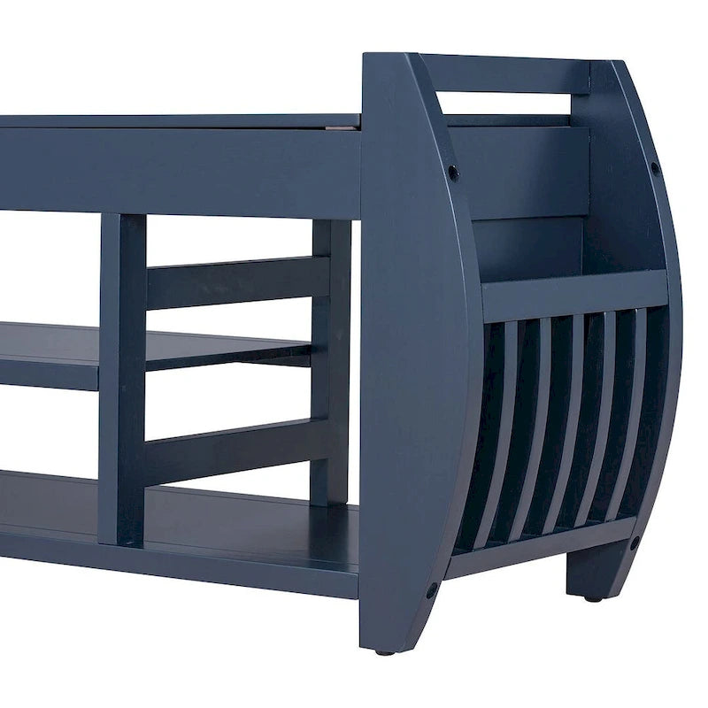 Multi Functional Storage Bench With Hidden Compartment And Open Shelf