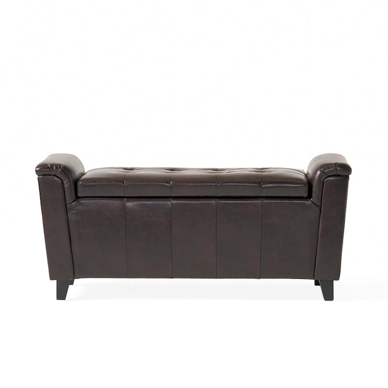 Armed Storage Bench with Upholstered Seat