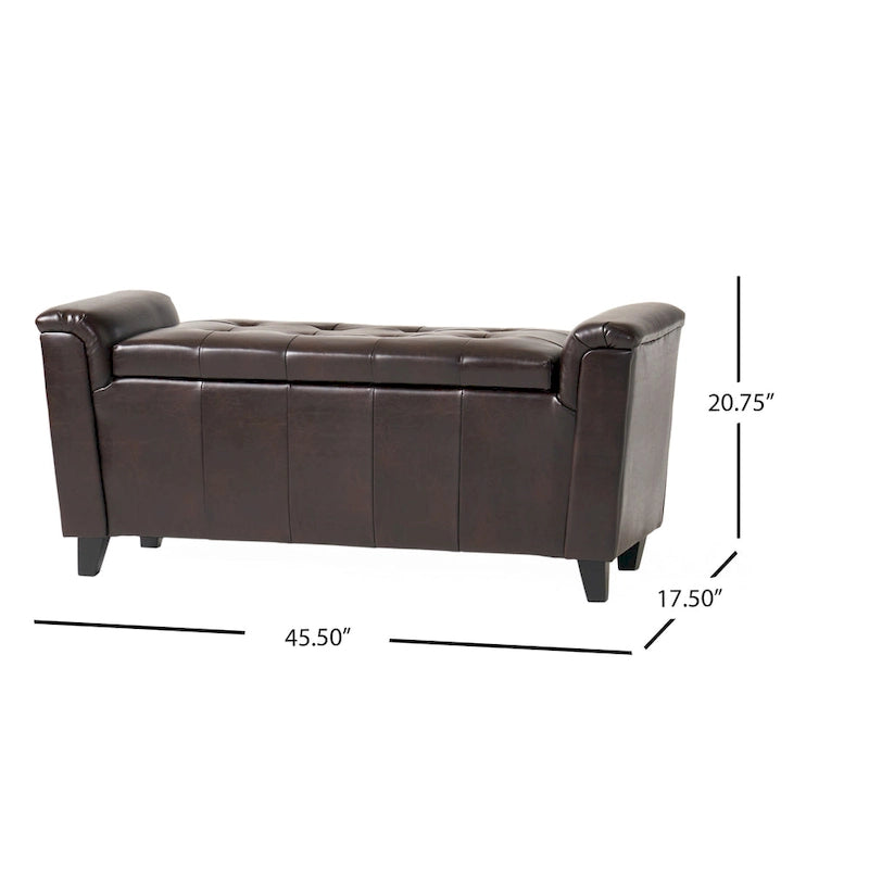 Armed Storage Bench with Upholstered Seat