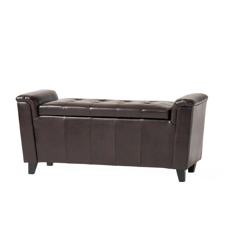 Armed Storage Bench with Upholstered Seat