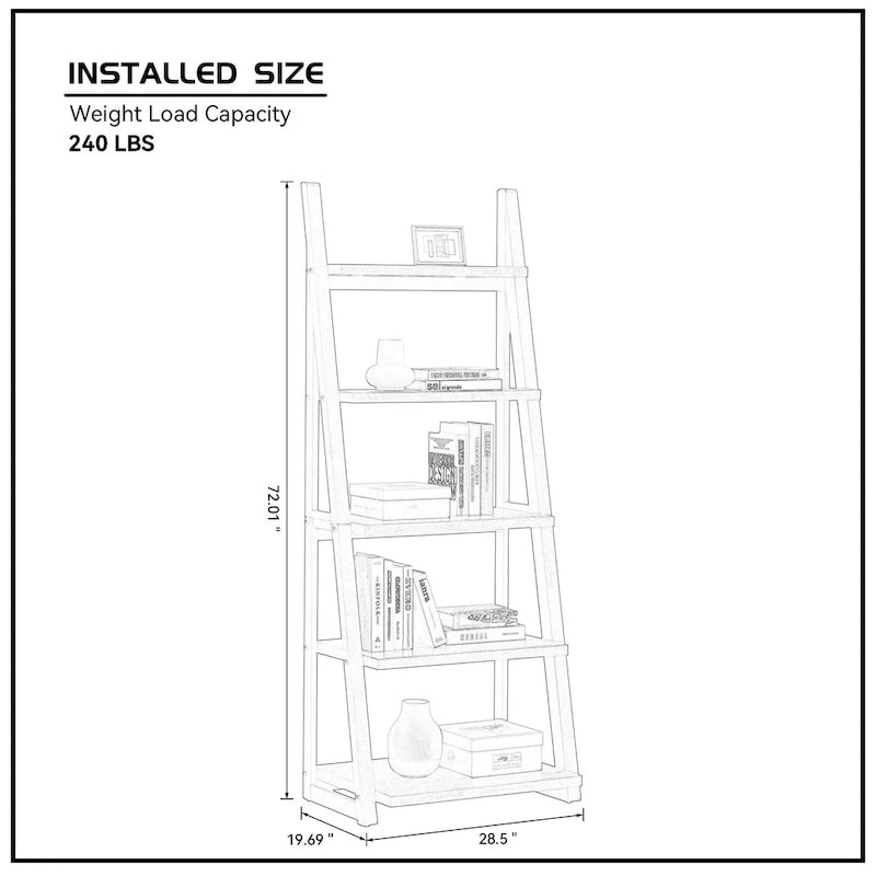 5-Tier Multifunctional Ladder Shelf with Wooden Frame, Can Be Used as Storage Rack, Suitable for Living Room Study and Office