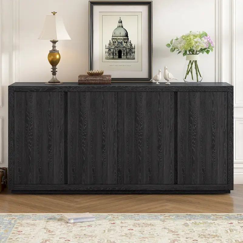 Four-Door Cabinet Sideboard with Ash Veneer for Hallway, Entryway or Living Room