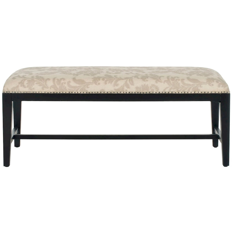Floral Beige Upholstered Bench, 46W x 19D x 20H