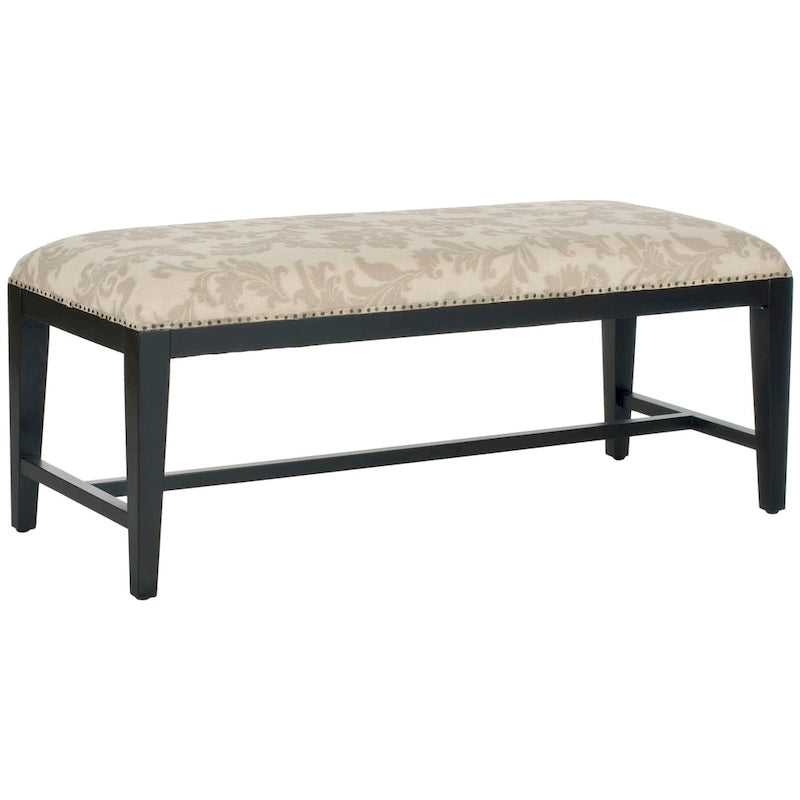Floral Beige Upholstered Bench, 46W x 19D x 20H