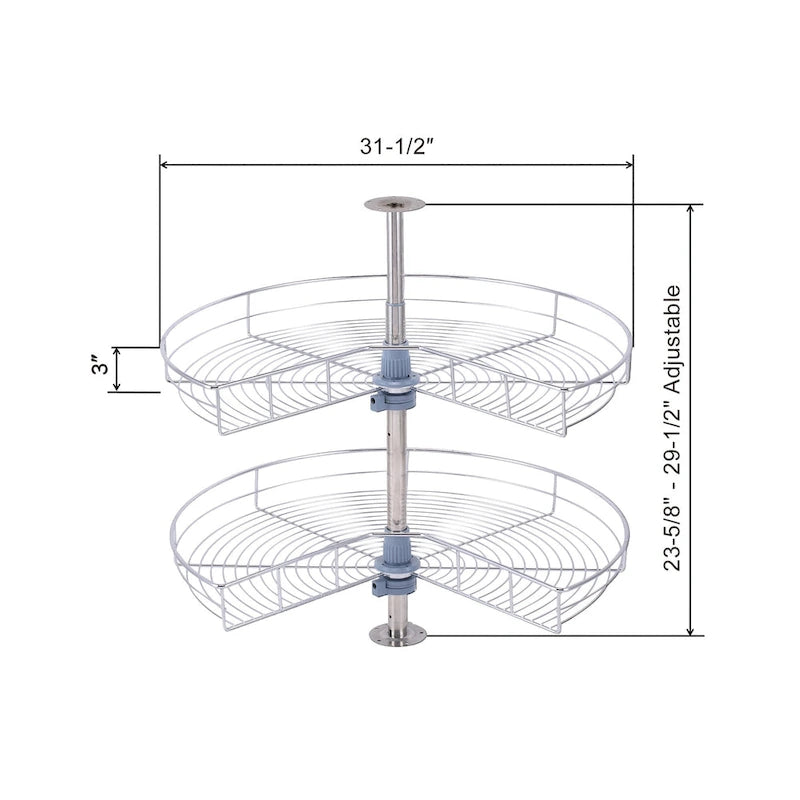 Lazy Susan 32-Inch Diameter, 270-Degree Double Rack Stainless Steel