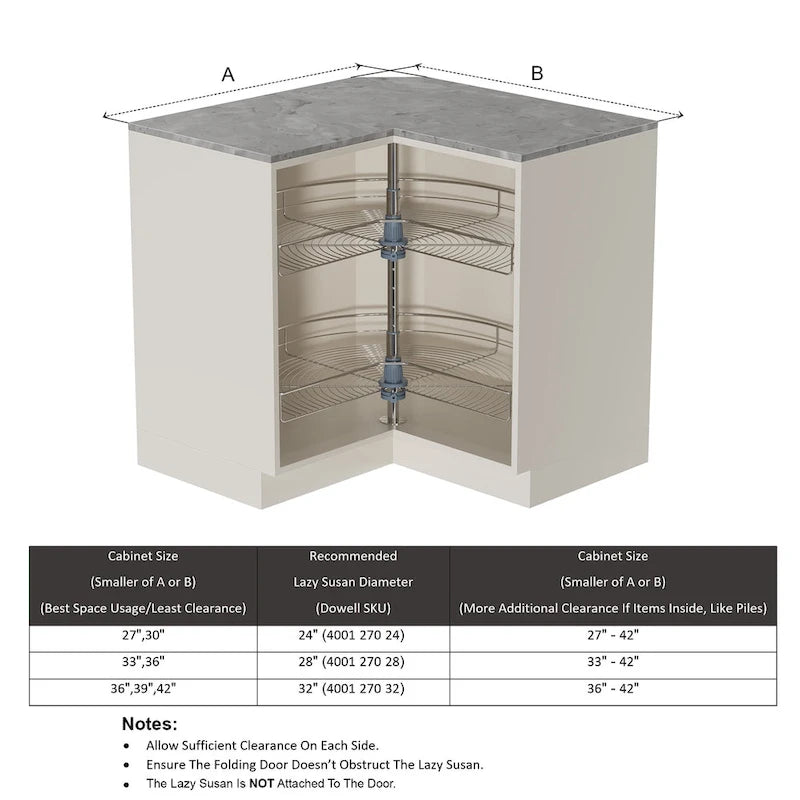 Lazy Susan 32-Inch Diameter, 270-Degree Double Rack Stainless Steel