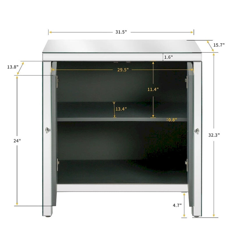 Aufbewahrungsschrank mit Spiegelverzierung für Wohnzimmer, Esszimmer, Eingangsbereich und Küche