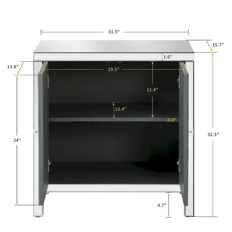 Aufbewahrungsschrank mit Spiegelverzierung für Wohnzimmer, Esszimmer, Eingangsbereich und Küche