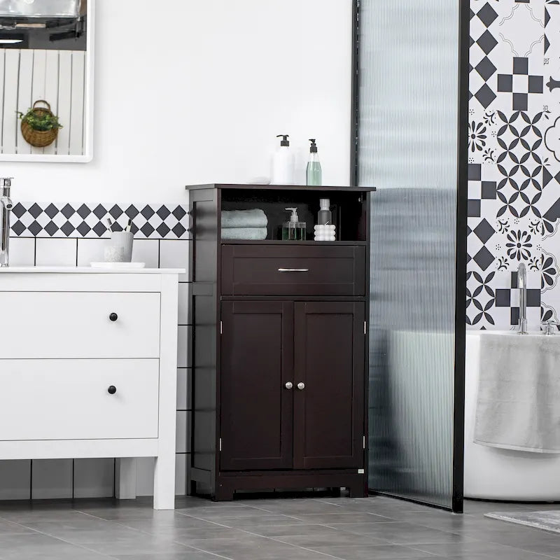 Modern Bathroom Storage Cabinet with Drawer and Adjustable Shelf, 11.75x23.5x42.75