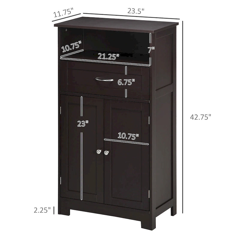 Modern Bathroom Storage Cabinet with Drawer and Adjustable Shelf, 11.75x23.5x42.75