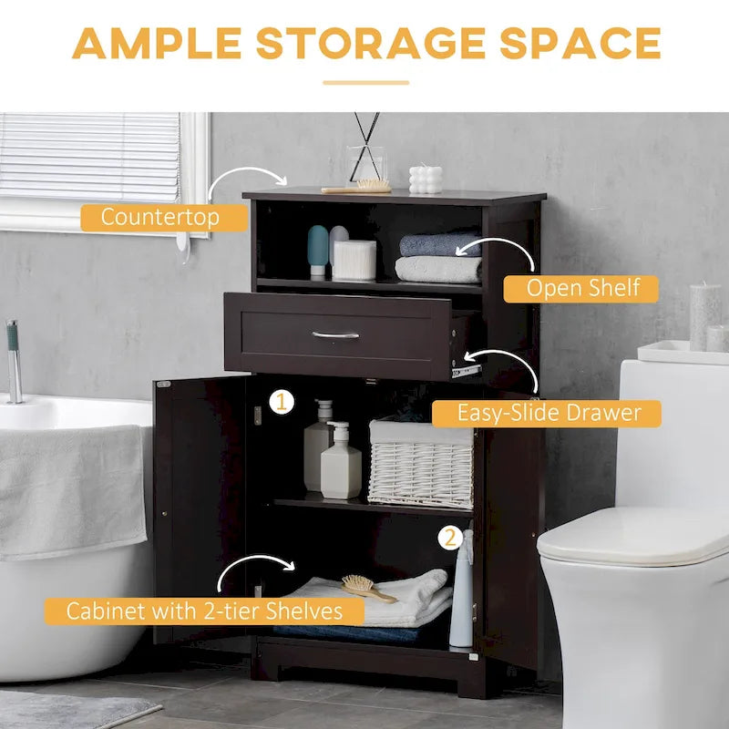 Modern Bathroom Storage Cabinet with Drawer and Adjustable Shelf, 11.75x23.5x42.75