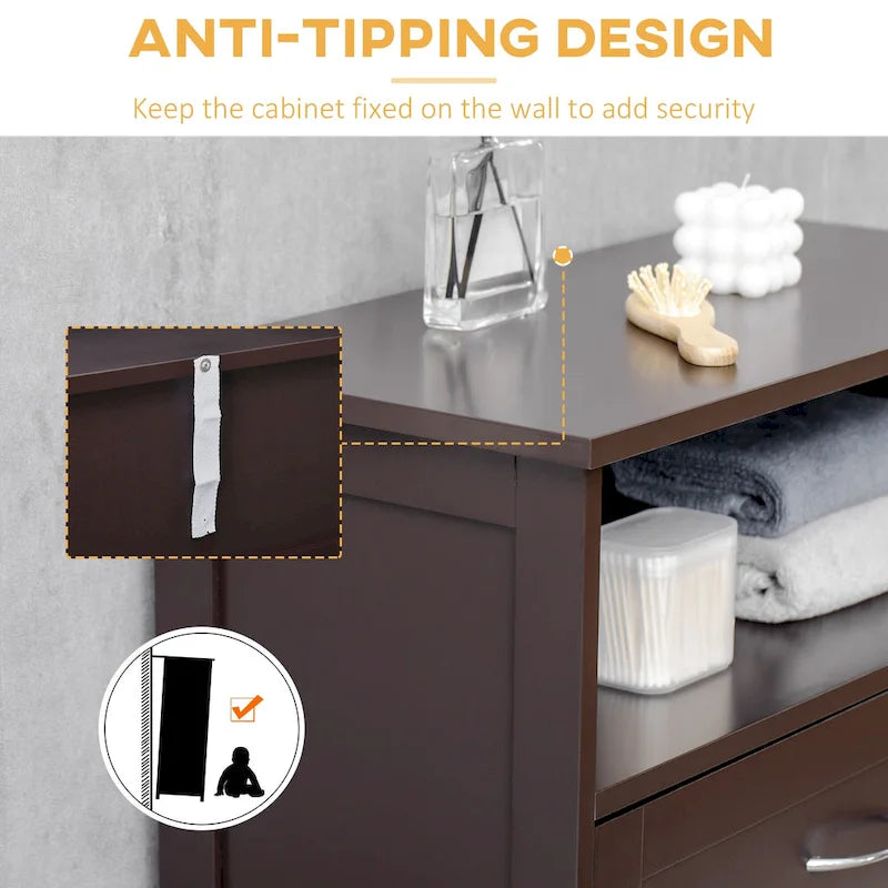 Modern Bathroom Storage Cabinet with Drawer and Adjustable Shelf, 11.75x23.5x42.75