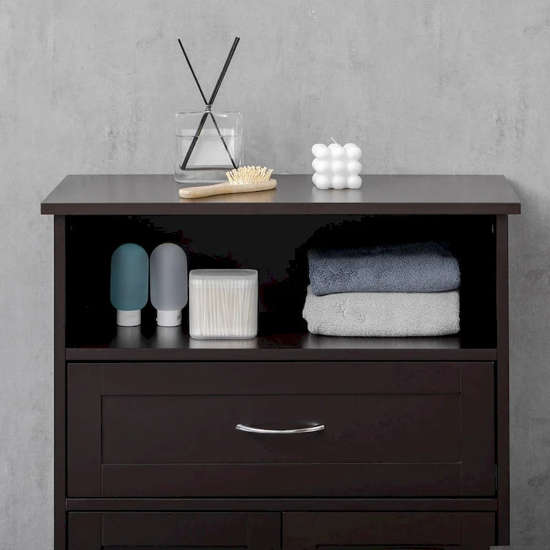 Modern Bathroom Storage Cabinet with Drawer and Adjustable Shelf, 11.75x23.5x42.75