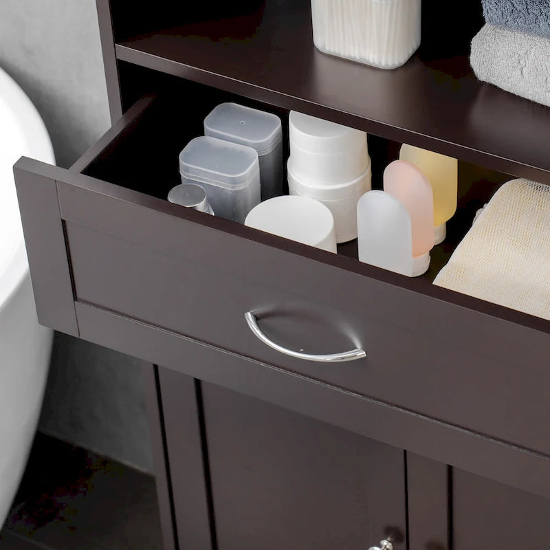 Modern Bathroom Storage Cabinet with Drawer and Adjustable Shelf, 11.75x23.5x42.75