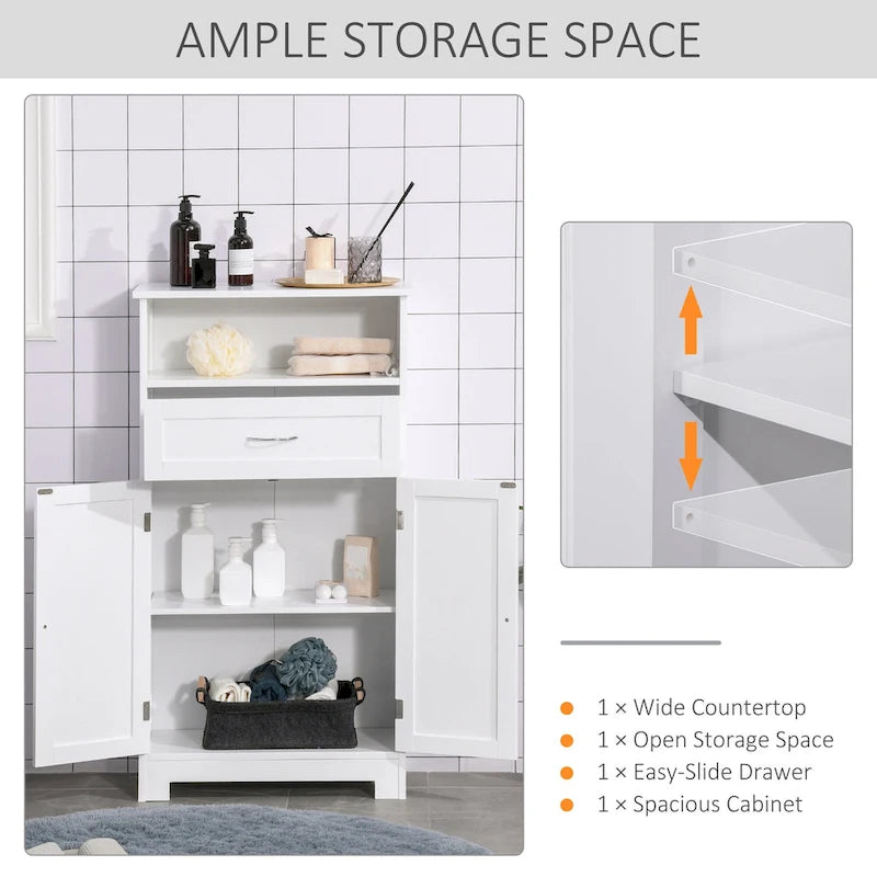 Modern Bathroom Storage Cabinet with Drawer and Adjustable Shelf, 11.75x23.5x42.75
