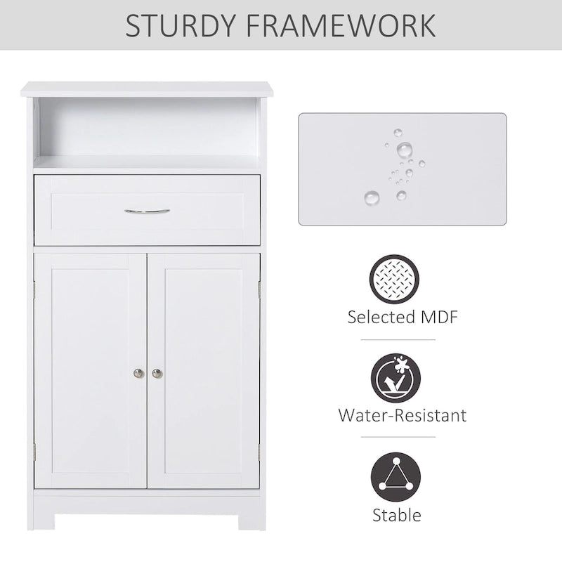 Modern Bathroom Storage Cabinet with Drawer and Adjustable Shelf, 11.75x23.5x42.75