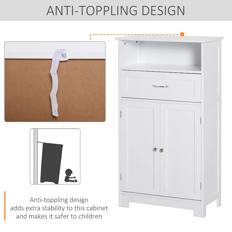 Modern Bathroom Storage Cabinet with Drawer and Adjustable Shelf, 11.75x23.5x42.75