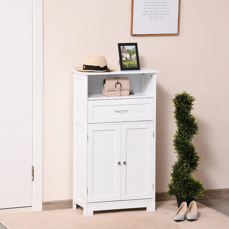 Modern Bathroom Storage Cabinet with Drawer and Adjustable Shelf, 11.75x23.5x42.75