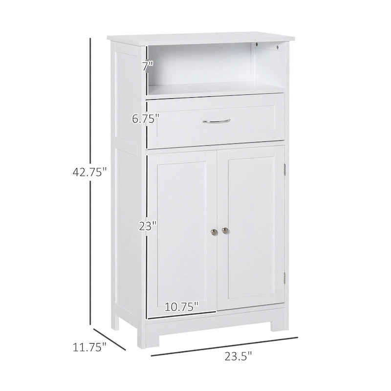 Modern Bathroom Storage Cabinet with Drawer and Adjustable Shelf, 11.75x23.5x42.75