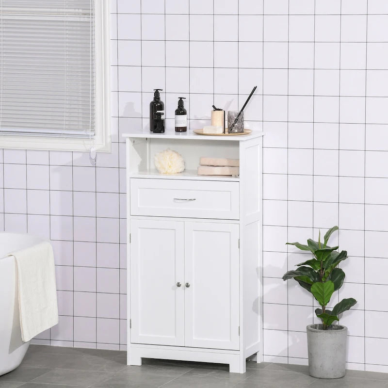 Modern Bathroom Storage Cabinet with Drawer and Adjustable Shelf, 11.75x23.5x42.75