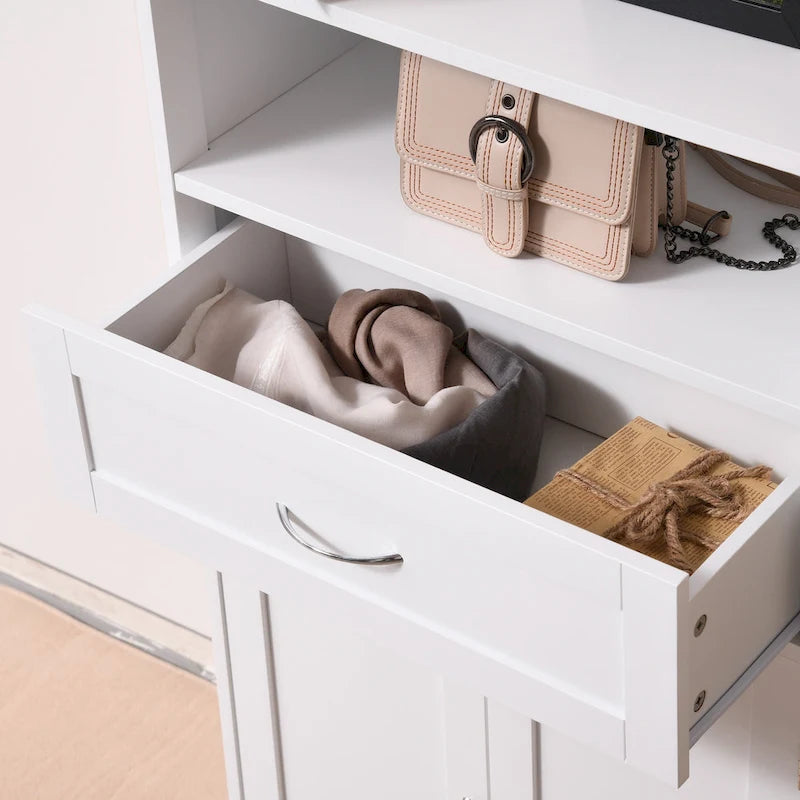 Modern Bathroom Storage Cabinet with Drawer and Adjustable Shelf, 11.75x23.5x42.75