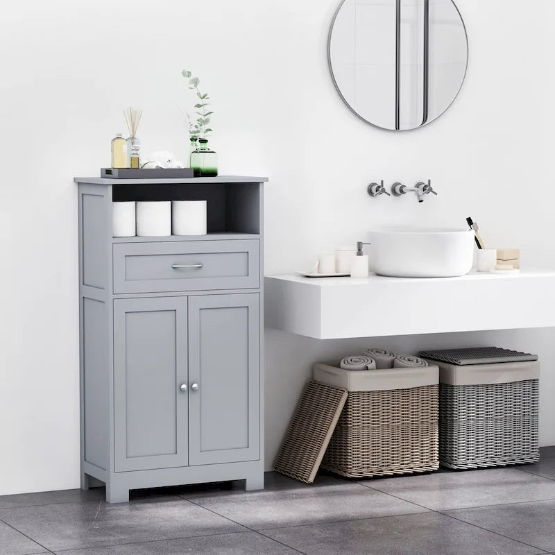 Modern Bathroom Storage Cabinet with Drawer and Adjustable Shelf, 11.75x23.5x42.75