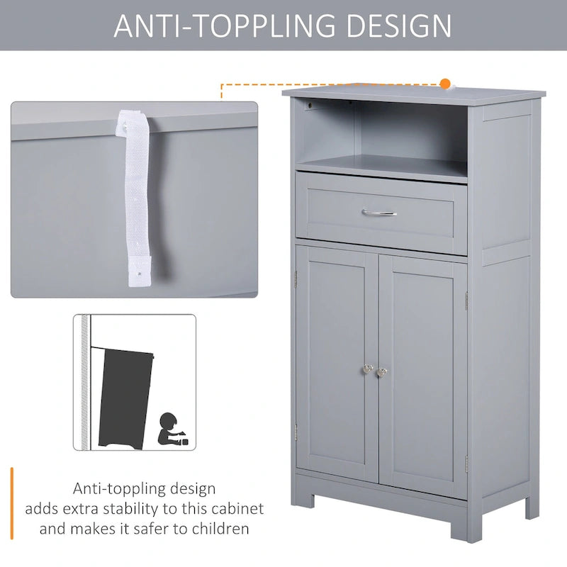 Modern Bathroom Storage Cabinet with Drawer and Adjustable Shelf, 11.75x23.5x42.75