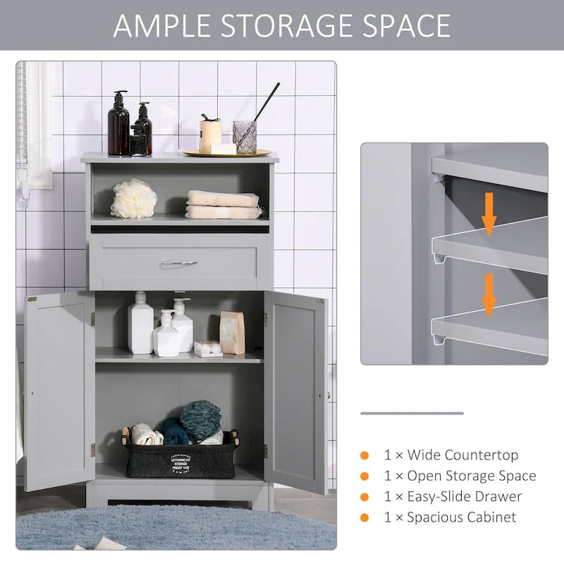 Modern Bathroom Storage Cabinet with Drawer and Adjustable Shelf, 11.75x23.5x42.75