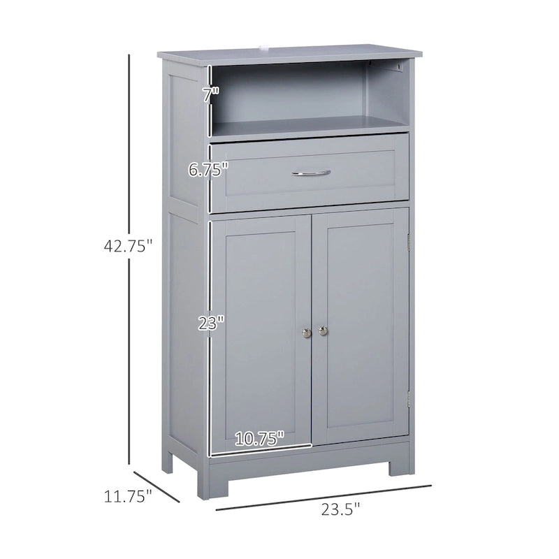 Modern Bathroom Storage Cabinet with Drawer and Adjustable Shelf, 11.75x23.5x42.75
