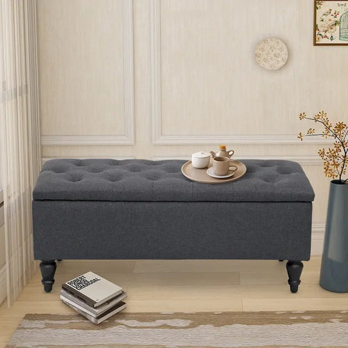 38-Inch Fabric Upholstered Tufted Storage Bench