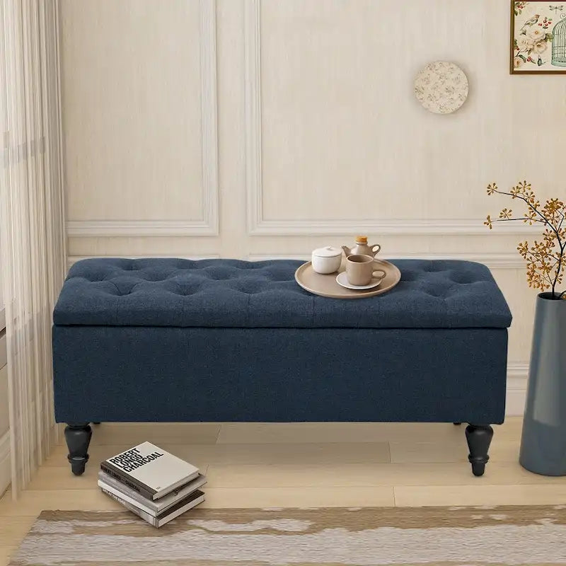 38-Inch Fabric Upholstered Tufted Storage Bench