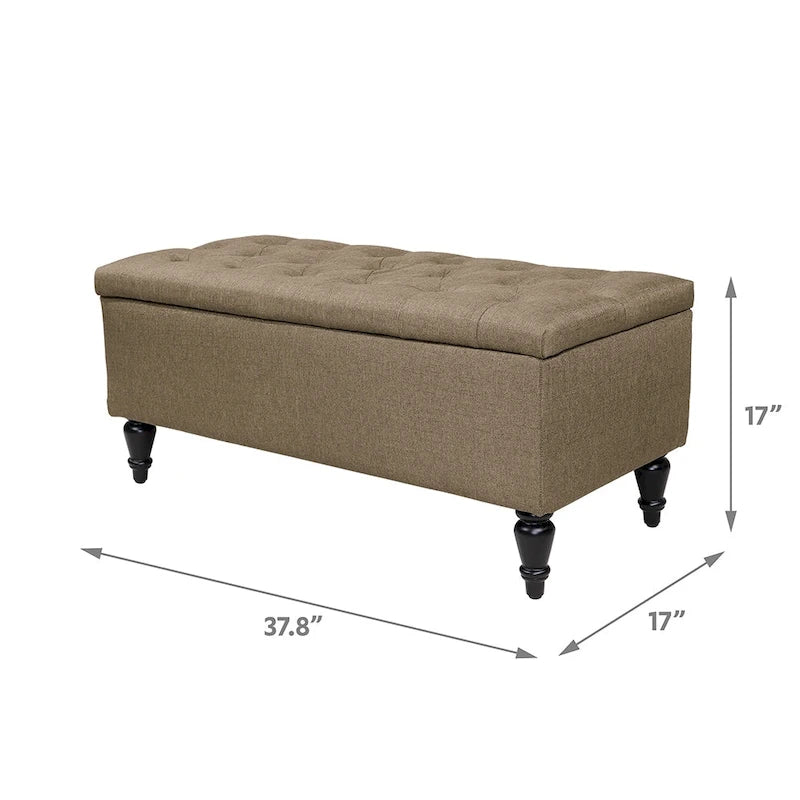 38-Inch Fabric Upholstered Tufted Storage Bench