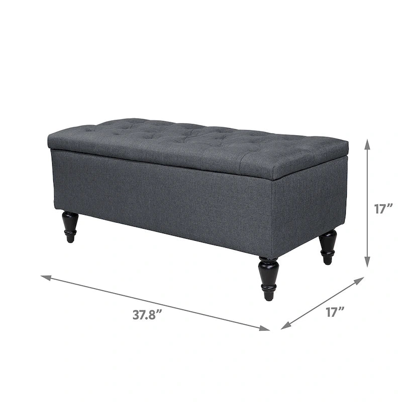 38-Inch Fabric Upholstered Tufted Storage Bench