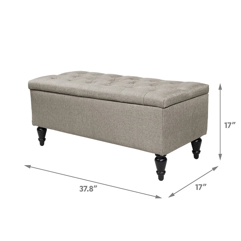 38-Inch Fabric Upholstered Tufted Storage Bench