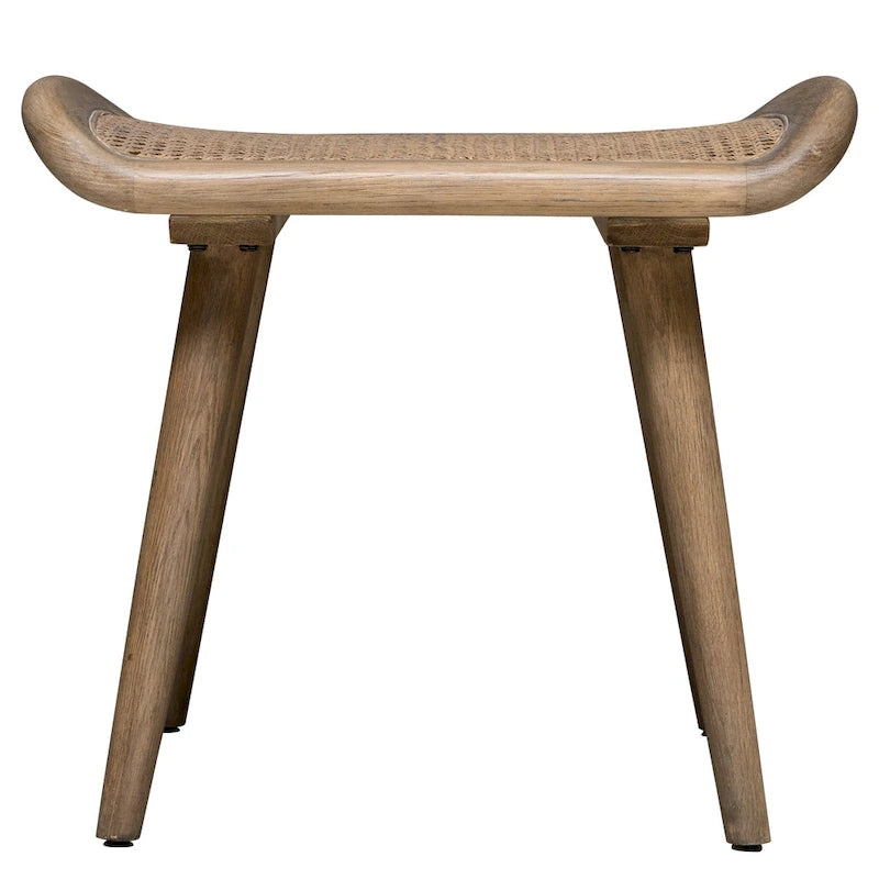 Scandinavian Small Bench with Rattan Seat