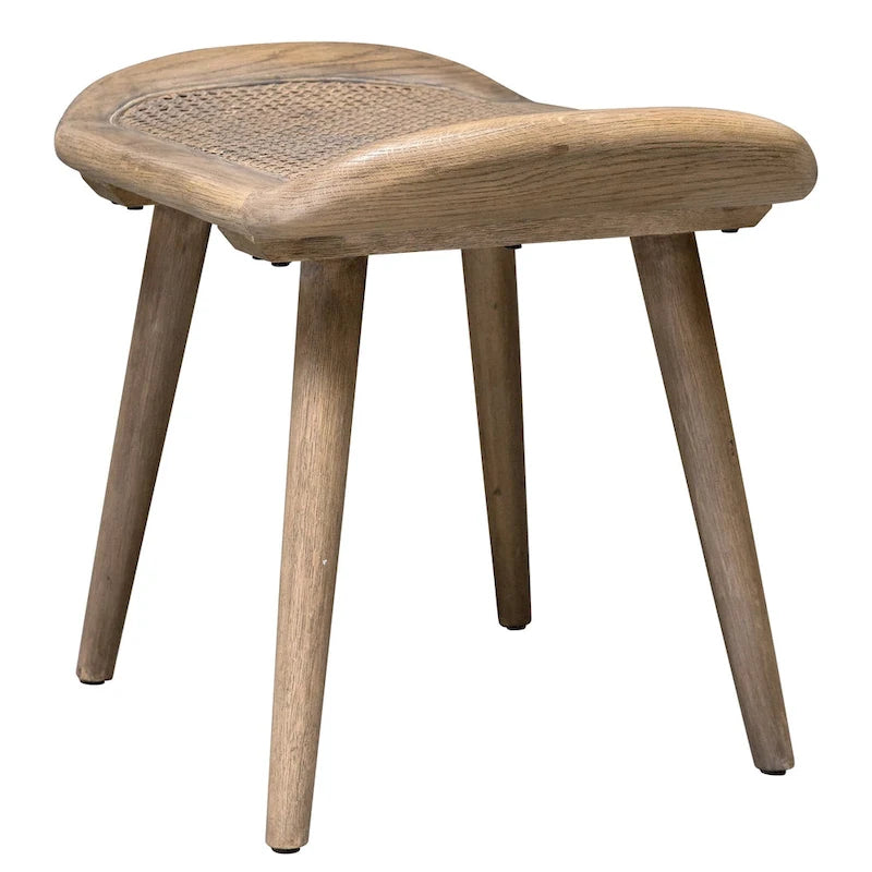 Scandinavian Small Bench with Rattan Seat