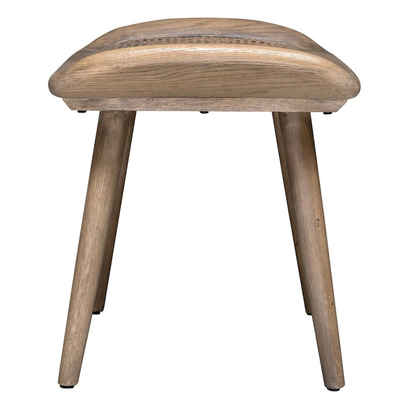 Scandinavian Small Bench with Rattan Seat