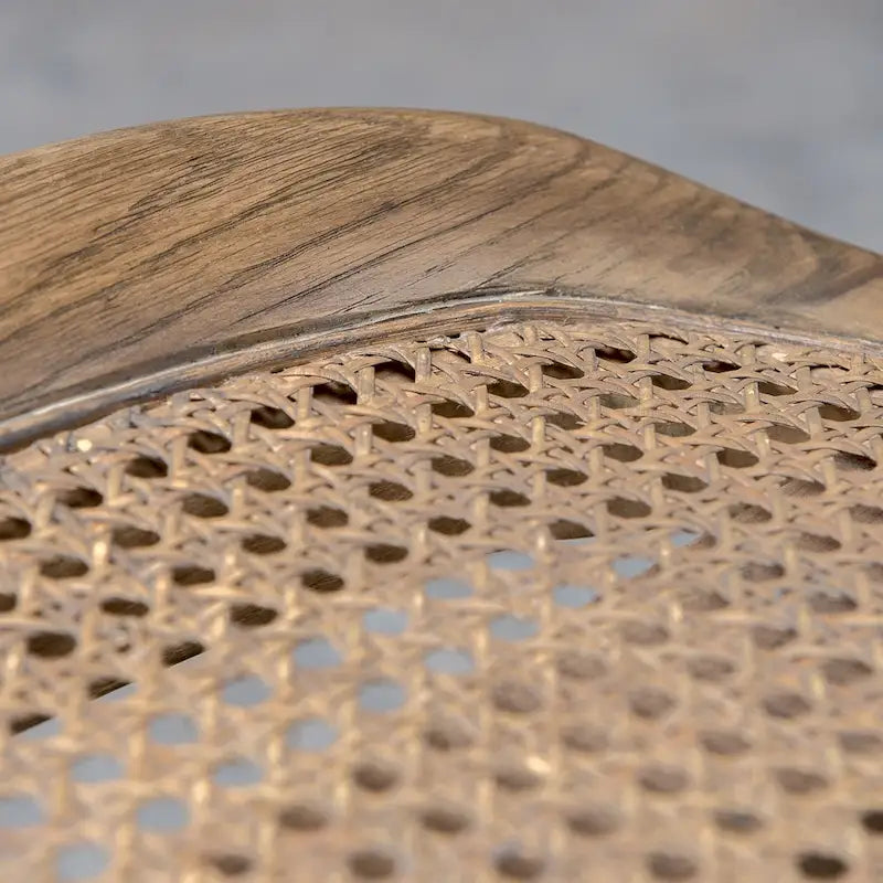 Scandinavian Small Bench with Rattan Seat