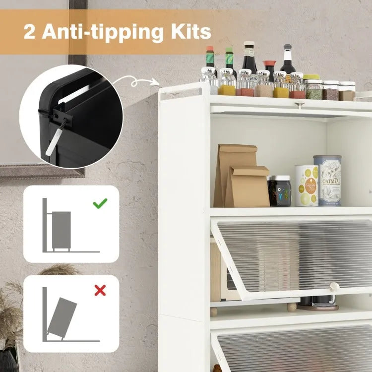 5-Tier Kitchen Baker's Rack with Flip-up PC Doors - 23.5 x 12.5 x 60.5 (L x W x H)