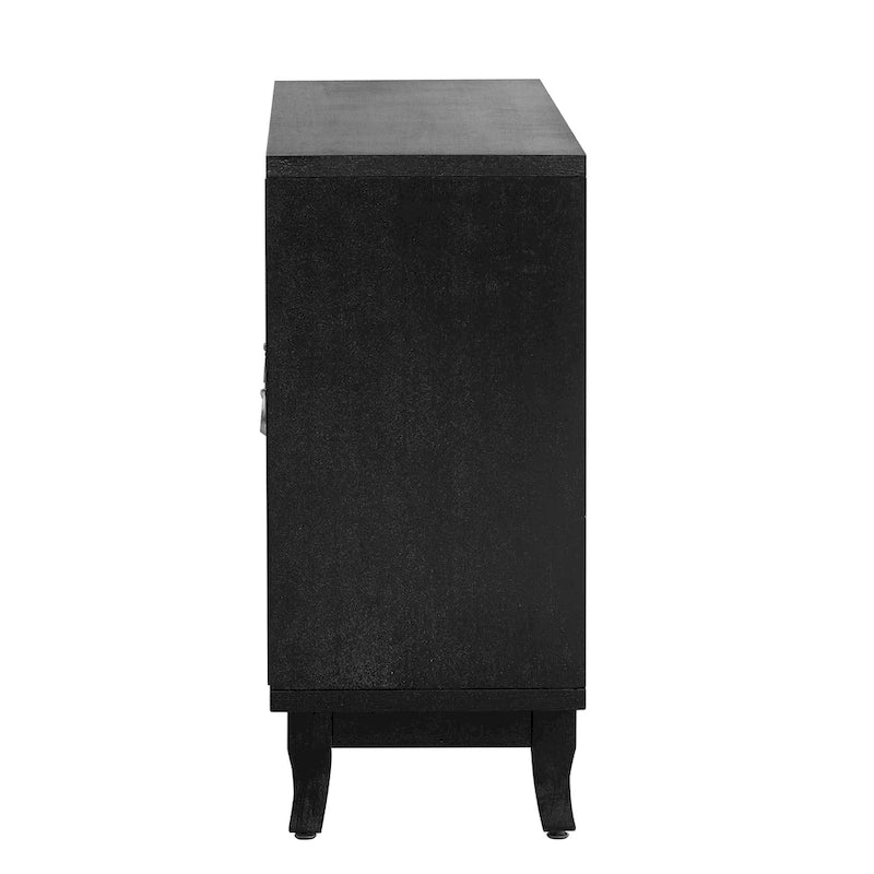 3 Door Mirrored Buffet Cabinet with Silver Handle - N/A