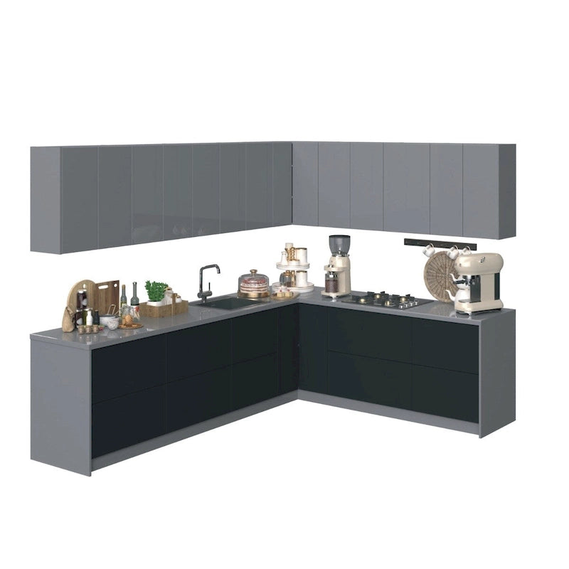 Black Kitchen Cabinet Set, 10Ft Wide - 94x120