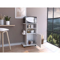 Kitchen Cart with Single Door Cabinet, Four Casters, White Finish
