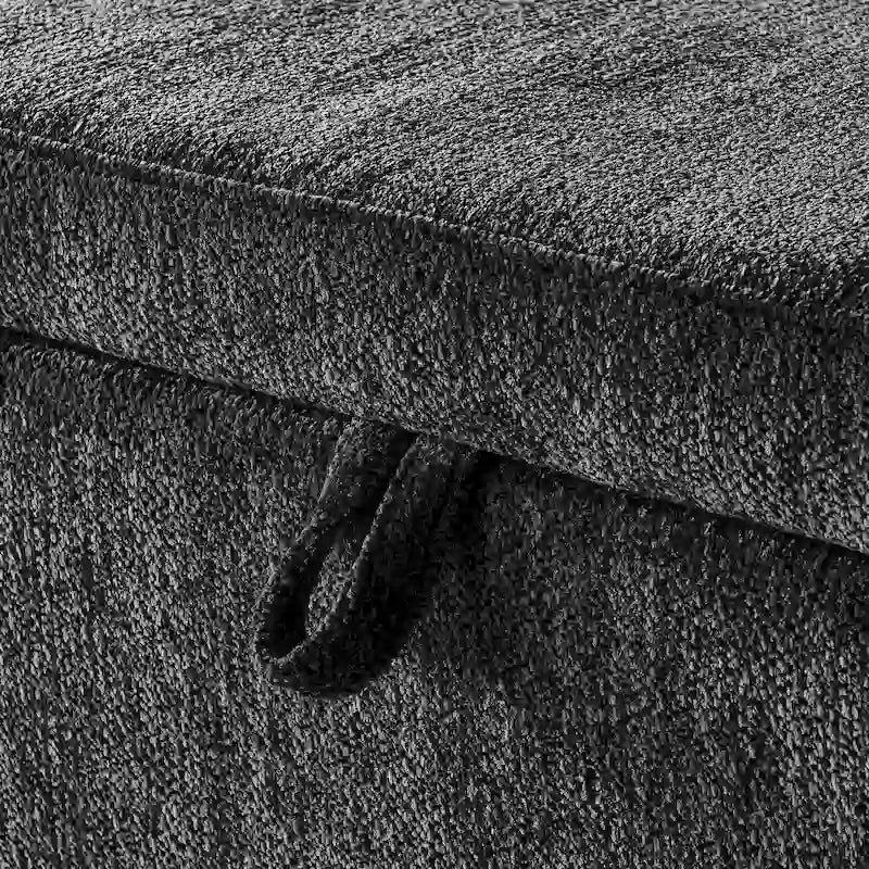 Oval Ottoman Storage Bench Chenille Fabric Bench with Large Storage Space