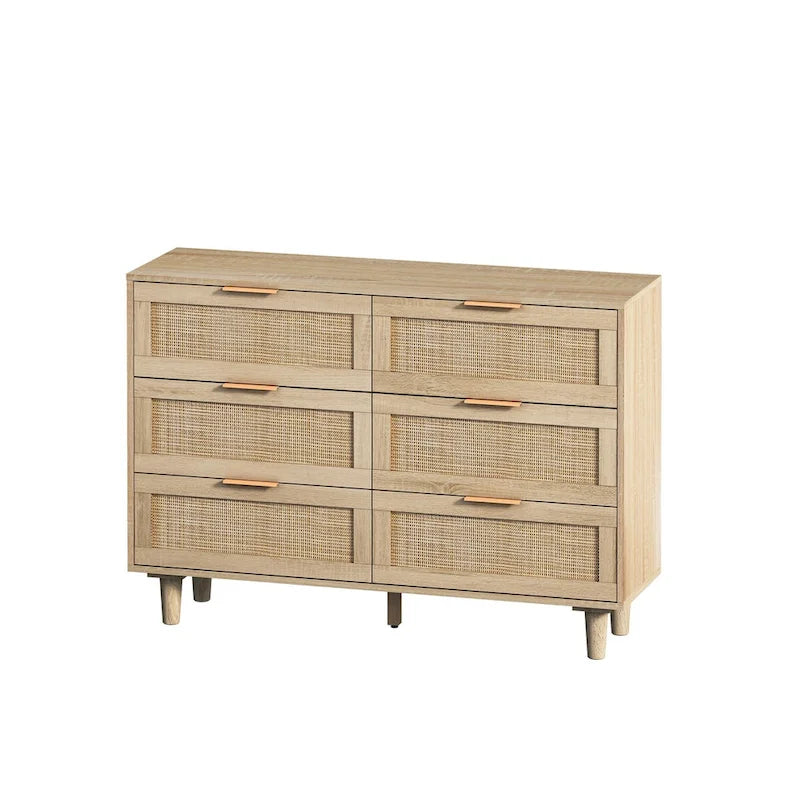 43.316-Drawers Rattan Storage Cabinet Rattan Drawer,for Bedroom,Living Room,Black