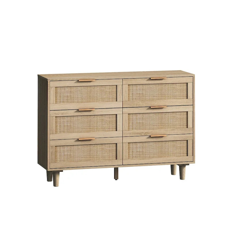 43.316-Drawers Rattan Storage Cabinet Rattan Drawer,for Bedroom,Living Room,Black