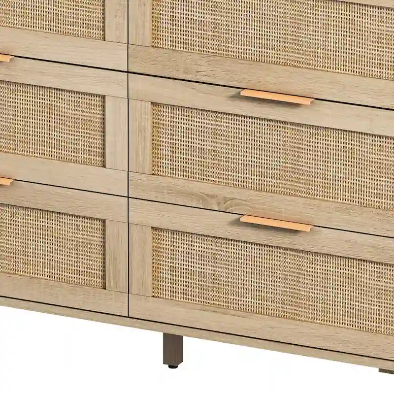 43.316-Drawers Rattan Storage Cabinet Rattan Drawer,for Bedroom,Living Room,Black