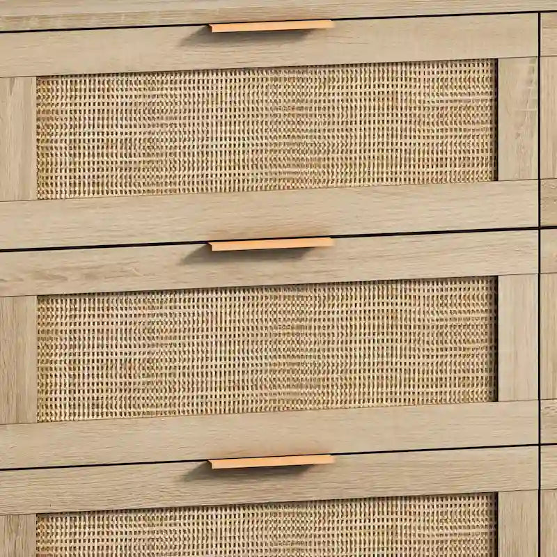 43.316-Drawers Rattan Storage Cabinet Rattan Drawer,for Bedroom,Living Room,Black