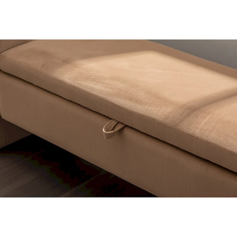 Teddy Fabric Storage Bench Bedroom Bench With Gold Metal Trim Strip For Living Room Bedroom Indoor