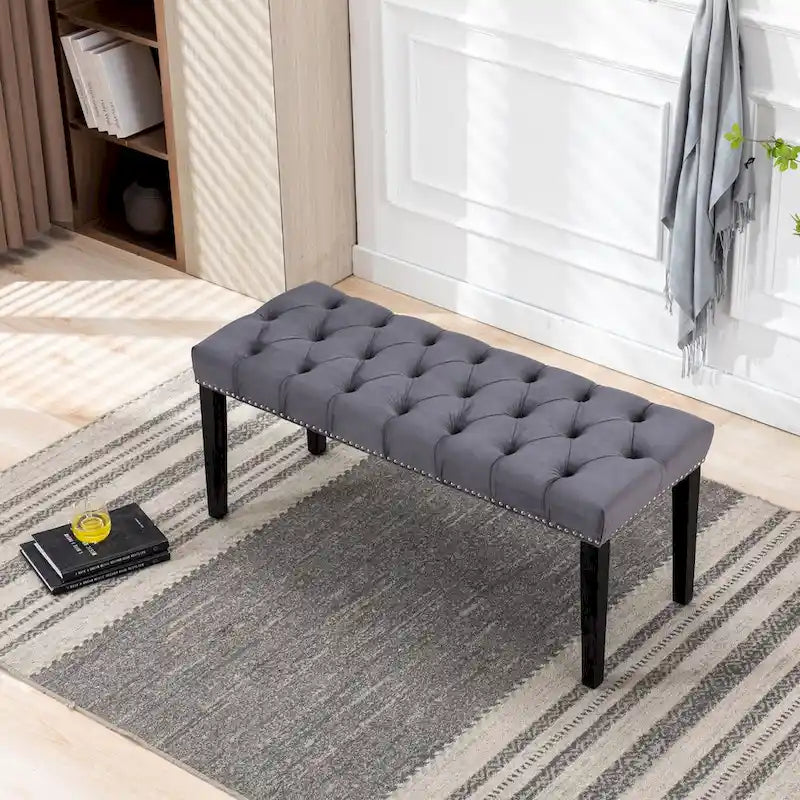 Upholstered Tufted Bench Ottoman Footrest Stool Accent Bench